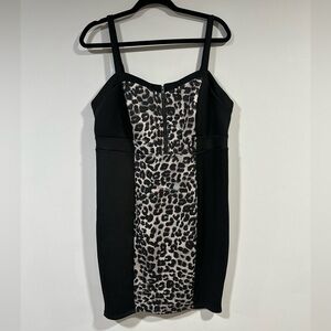 Torrid Club Snow Leopard Bustier Zip Front Bodycon Dress